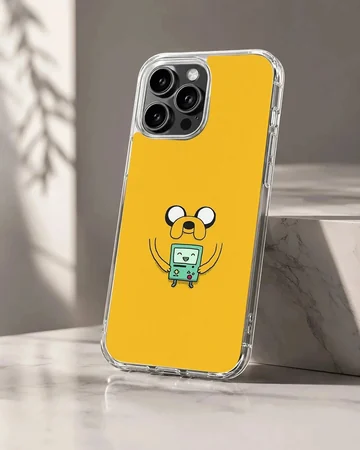 Playful BMO cartoon character on yellow background phone case