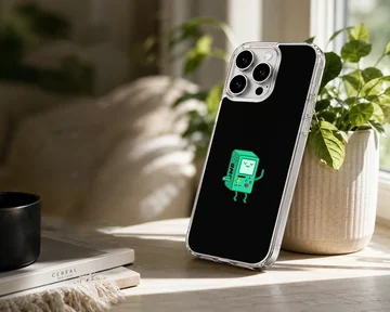 BMO character on a black background phone case — Lifestyle