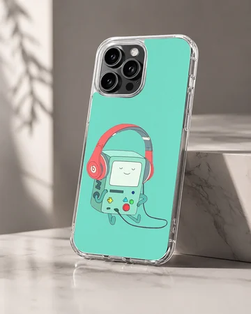 BMO cartoon character with headphones phone case — Hero