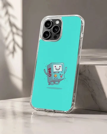 BMO cartoon character on blue background phone case