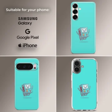 BMO cartoon character on blue background phone case — Collage