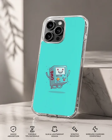 BMO cartoon character on blue background phone case — Specs