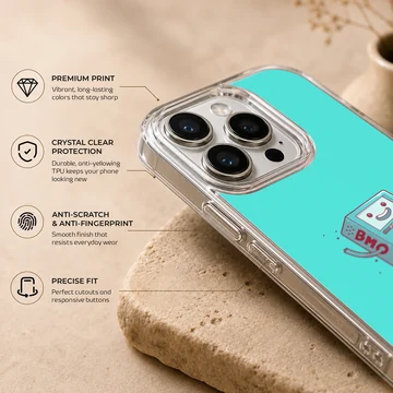 BMO cartoon character on blue background phone case — Info