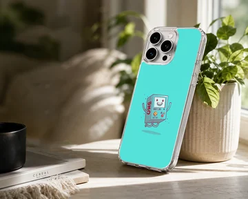 BMO cartoon character on blue background phone case — Lifestyle