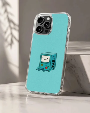 BMO character on teal background phone case