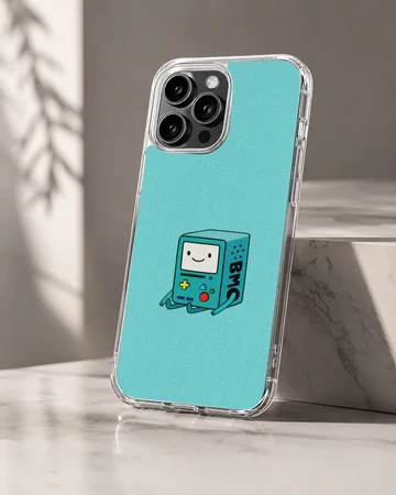 BMO character on teal background phone case — Hero