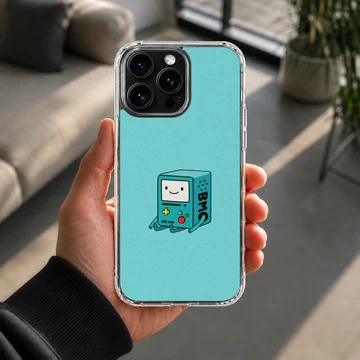 BMO character on teal background phone case — Lifestyle