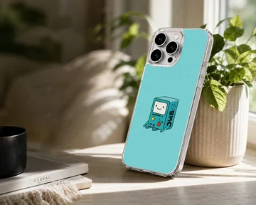 BMO character on teal background phone case — Lifestyle