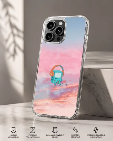 BMO in a serene sky phone case with vibrant colors — Specs