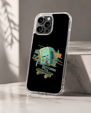 BMO cartoon graphic with skateboard on phone case — Hero