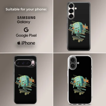 BMO cartoon graphic with skateboard on phone case — Collage