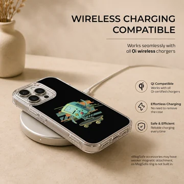 BMO cartoon graphic with skateboard on phone case — Charging