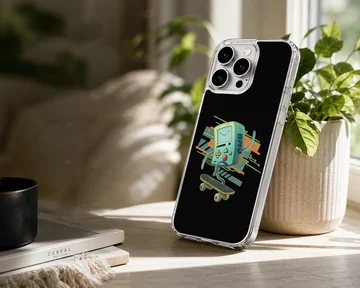 BMO cartoon graphic with skateboard on phone case — Lifestyle