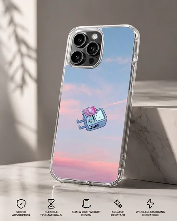 BMO character with pastel sky background on phone case — Specs
