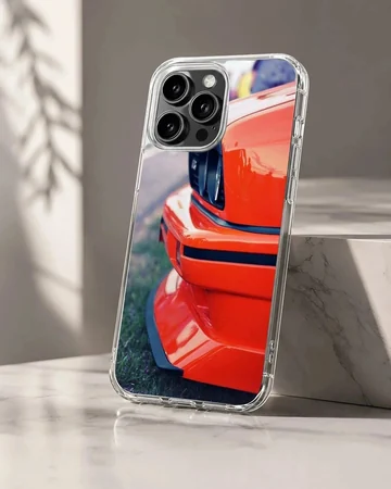 BMW E30 car design in dynamic red on phone case