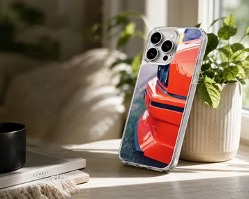 BMW E30 car design in dynamic red on phone case — Lifestyle