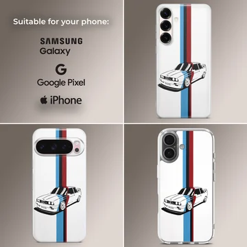 BMW E30 car with racing stripes phone case — Collage