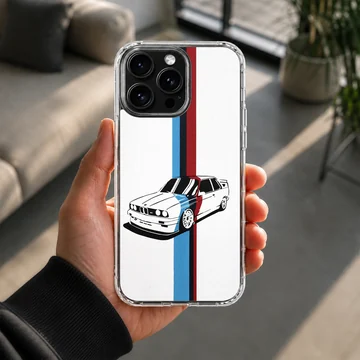 BMW E30 car with racing stripes phone case — Lifestyle