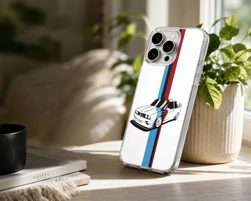 BMW E30 car with racing stripes phone case — Lifestyle
