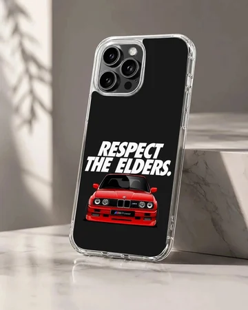 BMW E30 car with bold typography phone case