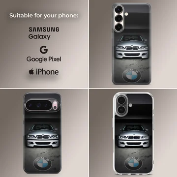 Photographic depiction of BMW E46 on phone case — Collage