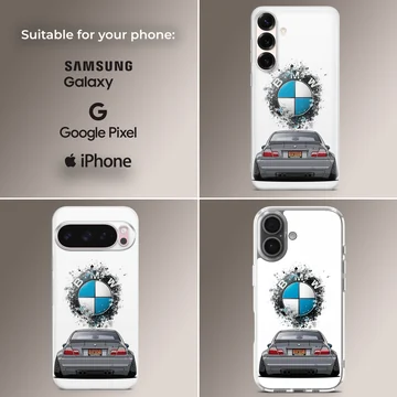 BMW E46 design with motorsport theme on phone case — Collage