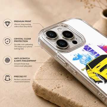 BMW E46 in dynamic design on phone case — Info