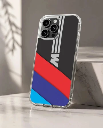 Dynamic BMW M Stripes design on a phone case