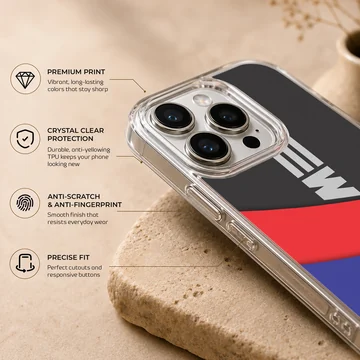 Dynamic BMW M Stripes design on a phone case — Info