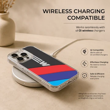 Dynamic BMW M Stripes design on a phone case — Charging