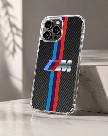 Phone case featuring BMW M Stripes design with racing colors. — Hero