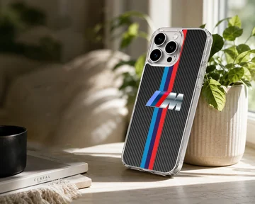 Phone case featuring BMW M Stripes design with racing colors. — Lifestyle