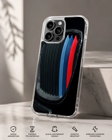 BMW design with iconic stripes on phone case — Specs