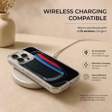 BMW design with iconic stripes on phone case — Charging