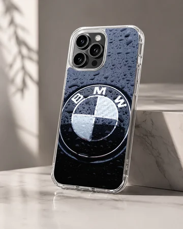 BMW3.3 logo with raindrop effect on phone case — Hero