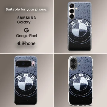 BMW3.3 logo with raindrop effect on phone case — Collage