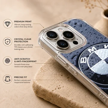 BMW3.3 logo with raindrop effect on phone case — Info