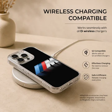 BMW inspired logo on a black background phone case — Charging