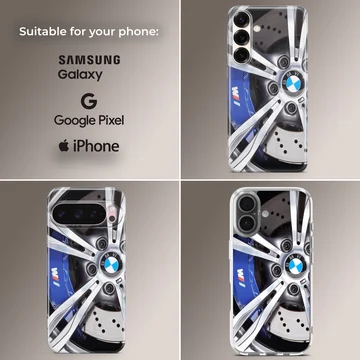 BMW6.6 phone case with dynamic car wheel design — Collage