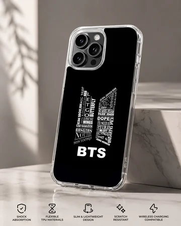 BTS typography design phone case — Specs