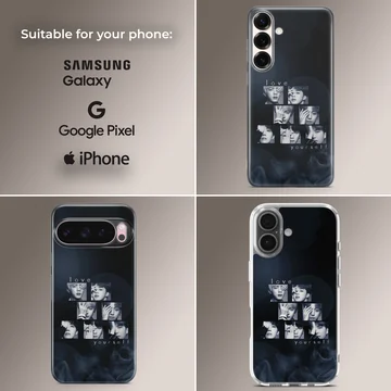 BTS group collage on a black phone case — Collage