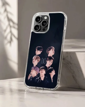 BTS photographic montage phone case with members' portraits