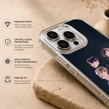 BTS photographic montage phone case with members' portraits — Info