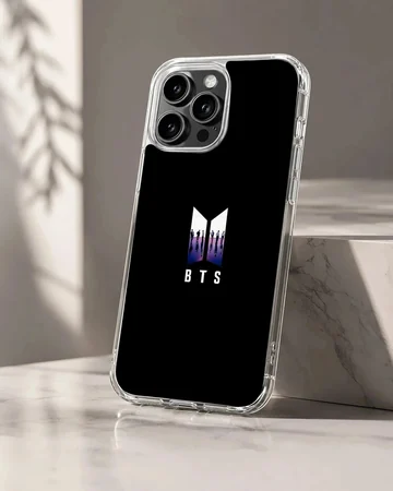 BTS minimalist logo on black background phone case