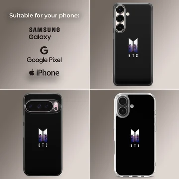 BTS minimalist logo on black background phone case — Collage