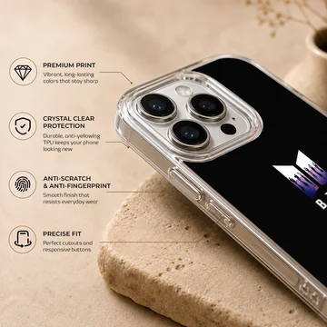 BTS minimalist logo on black background phone case — Info