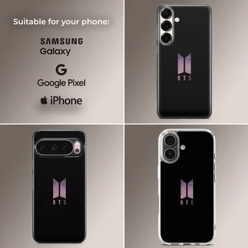 BTS minimalist logo on black background phone case — Collage