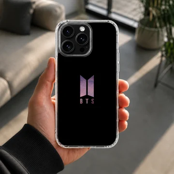 BTS minimalist logo on black background phone case — Lifestyle