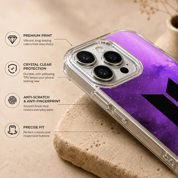 BTS logo on purple galaxy background phone case — Info