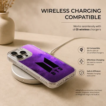 BTS logo on purple galaxy background phone case — Charging